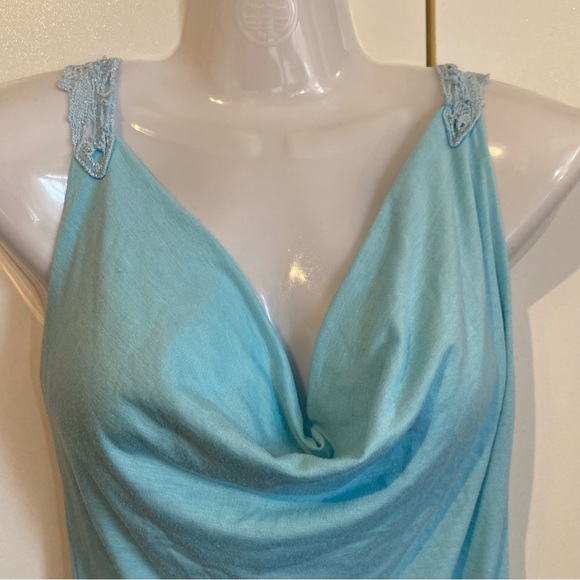 Sirens Light Blue Cowl Neck Lace Racerback Top Size Small - Picture 5 of 16